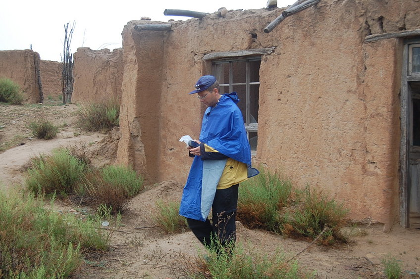 Rainer checking the abandoned farm houses