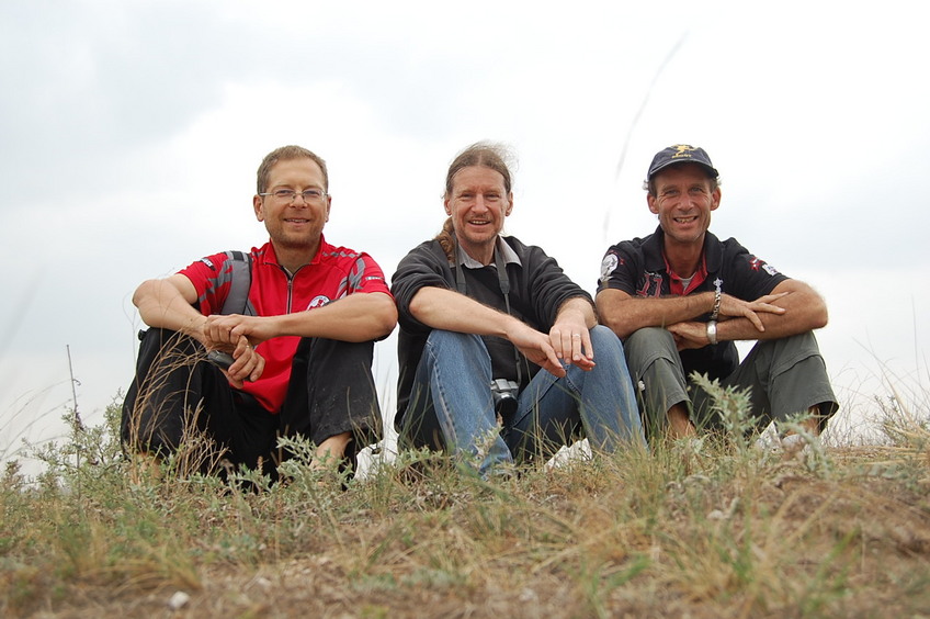 Confluence hunters - left to right, Rainer, Targ, and Peter