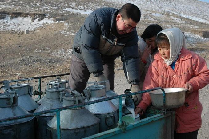 Milk delivery in the village