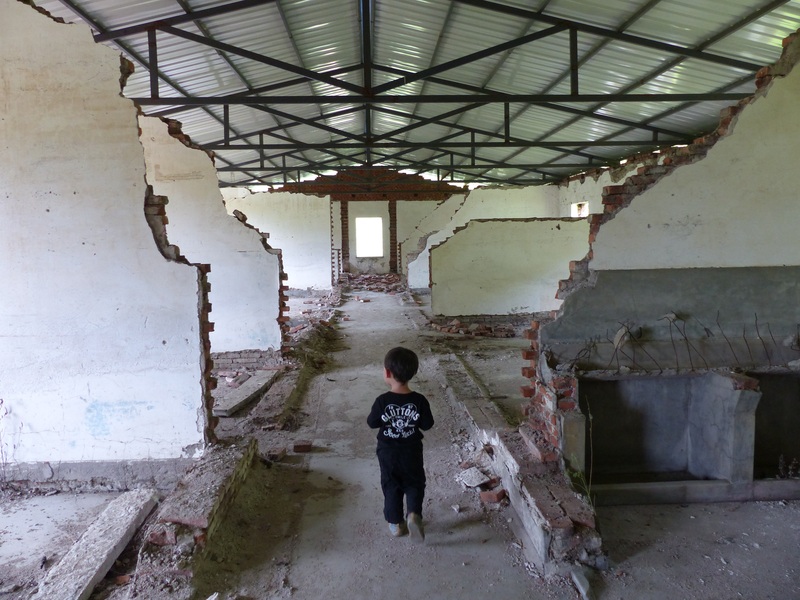 Andy exploring the second floor of the school