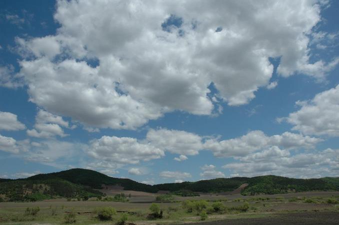 A distant view of the confleunce area with great sky