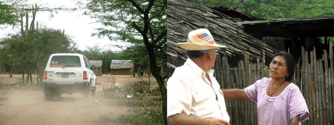 ARRIVING AT A NATIVE GOAJIROS SETTLEMENT AND REINALDO ASKING FOR INFORMATION ABOUT TRAILS TO APPROACH OUR TARGET