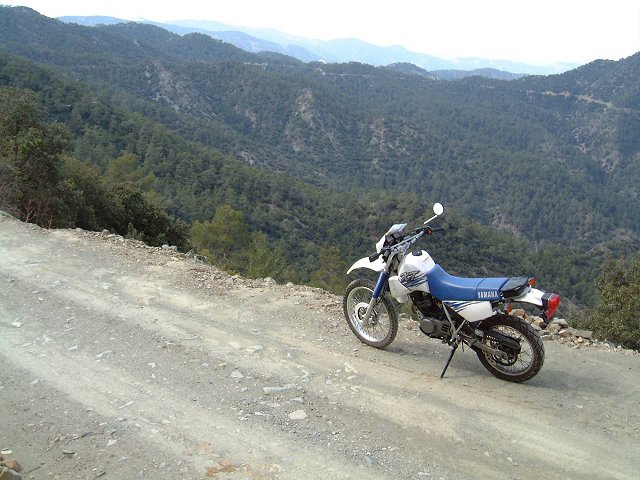 On a dirt road heading into the highlands of Cyprus