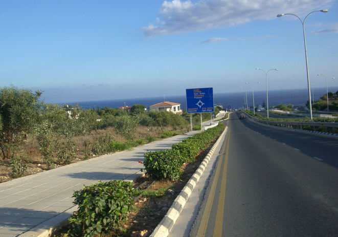 View south to Agía Nápa and the turquoise sea