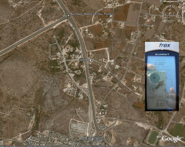 Google Earth image with GPS reading