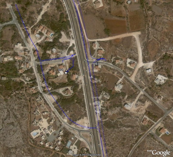 My "long" path around the confluence in Google Earth... :-(((