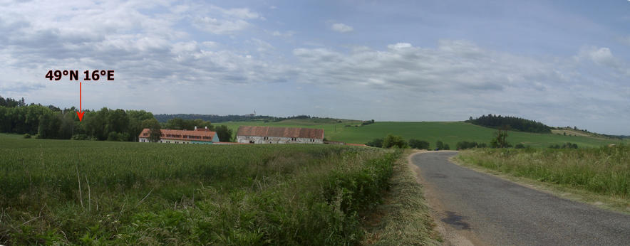 From northeast the confluence beside an old farmhouse