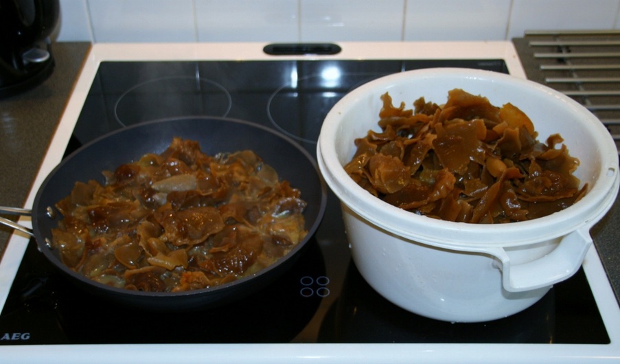 My harvest being cooked in the pan