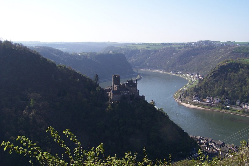 Burg Katz (Cat Castle) and the Lorelei Rock on the Rhine