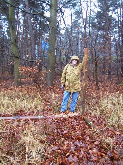 Yours truly at the confluence point -- A3 highway in the background