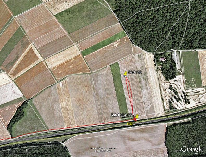 My track on the satellite image (© Google Earth 2009)