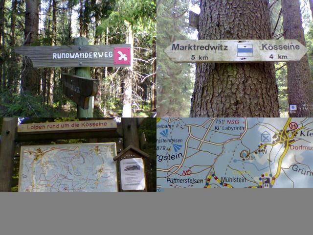Marked tourist paths in the Kösseine massif