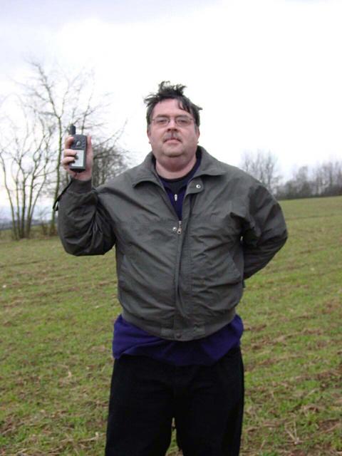 Keith at the confluence - Certainly windy enough!