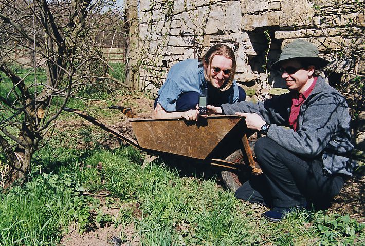 funny ride on wheelbarrow to CP, me and Fauli