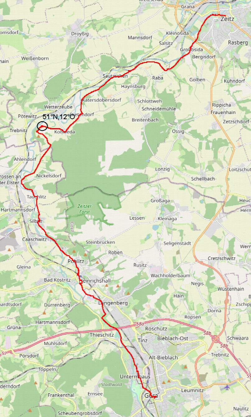 Route von Süd nach Nord