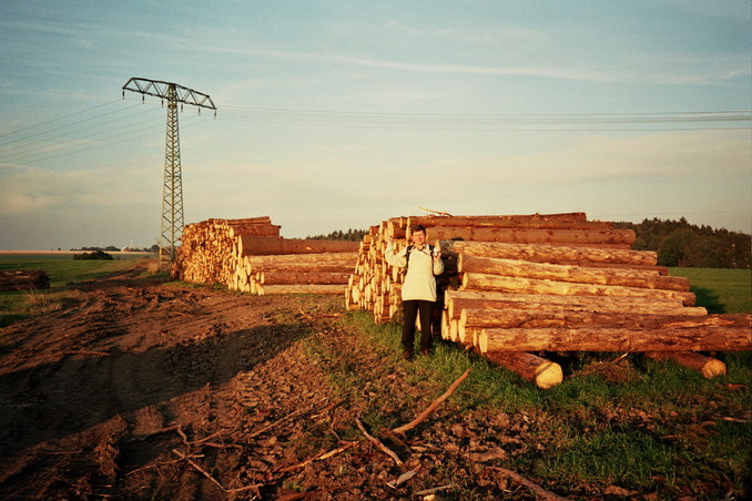 Near the confluence (view towards NE) - a pile of logs