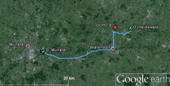 Route from 52N8E to camping Münster