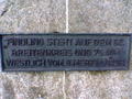 #9: A plate on the monument: "Findling steht auf dem 52. Breitenkreis und 75.40M westlich vom 8. Meridian." 1981