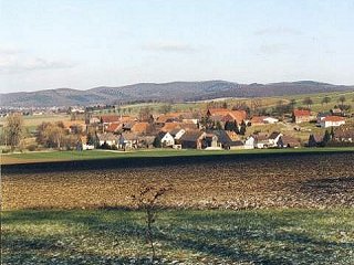 #1: The Ceremonial Confluence Tree marks the spot, view to the northeast, the small village of Evensen is in the background