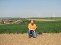 #7: Me at the spot, this view to NE shows Evensen and the widely noticeable wind turbines in the background