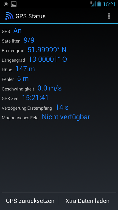 GPS status screenshot