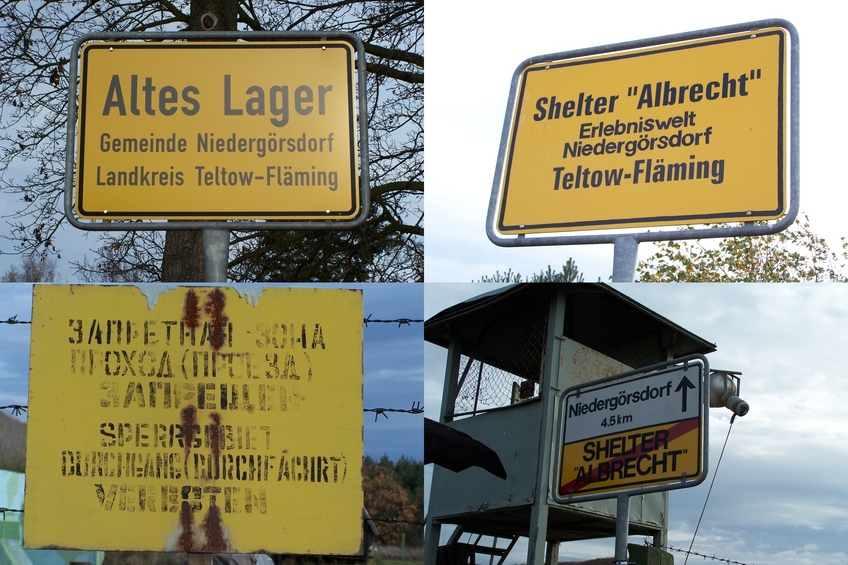 Information and warning signs near the shelter
