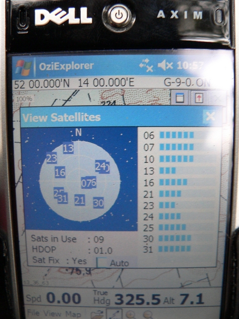 Blick auf den GPS-PDA / View to the GPS-PDA