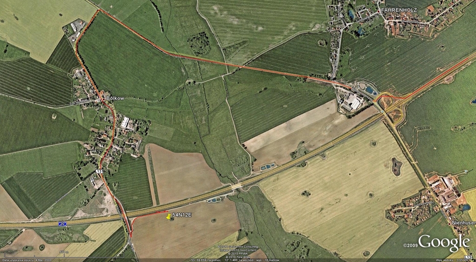 My track on the satellite image (© Google Earth 2009)