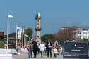 #9: Beach boardwalk and lighthouse in the sea resort of Warnemünde and my tomorrow's destination (Gedser, Denmark)