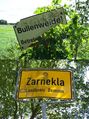 #10: "Bulls' pasture! No entry!" and village limits of Zarnekla signs