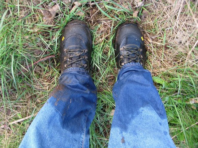 Wet feet after jumping over the trench....