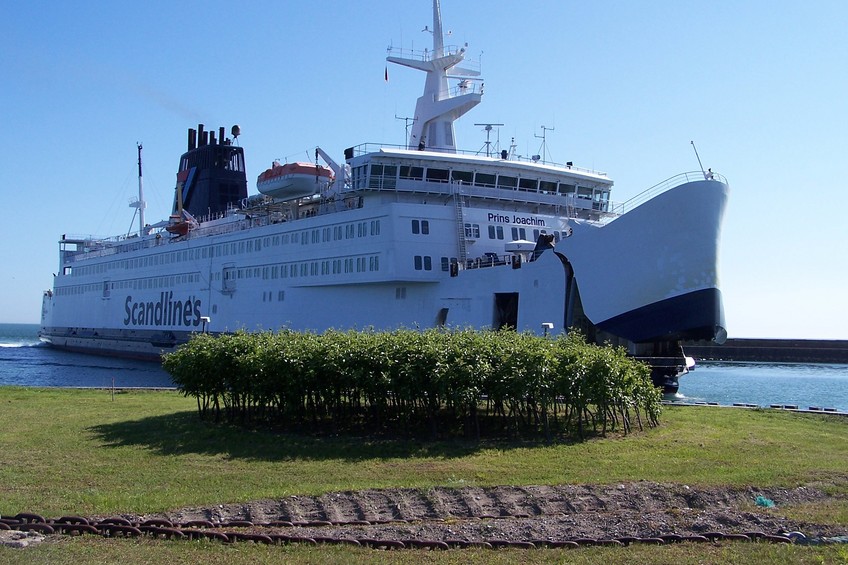 "Prins Joachim" ferry in Gedser harbour on its route from Rostock