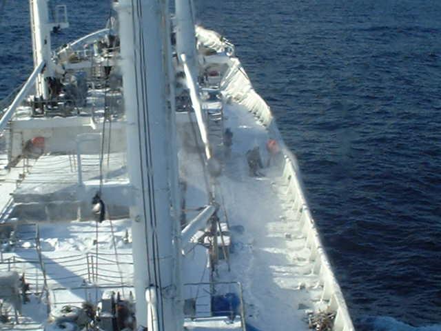 the crew is removing snow from the Upper Deck