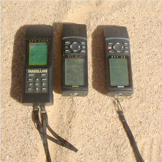 A bank of GPS devices on the Confluence