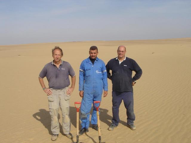 Happy Diggers: Tony, Emad, and Steve at 30N 28E.