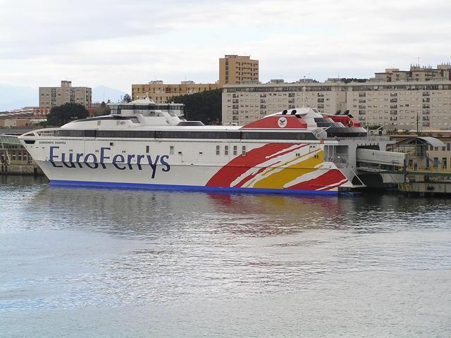 A Ro-Ro ferry alongside in the port of Ceuta