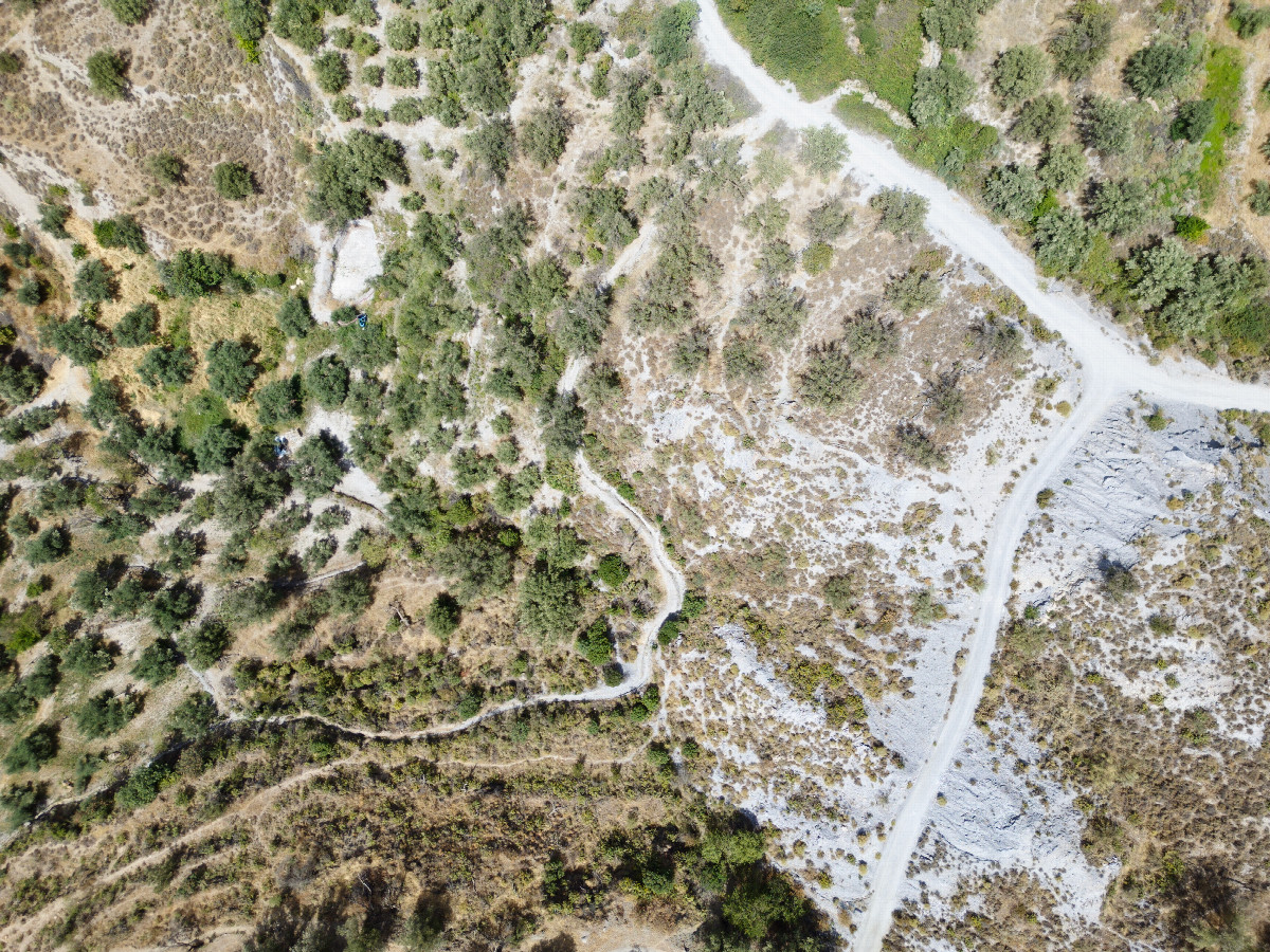Looking down on the point from a height of 120m