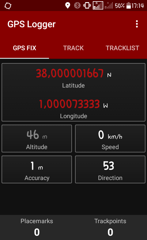 GPS coordinates (capture: GPS Logger Android app.)