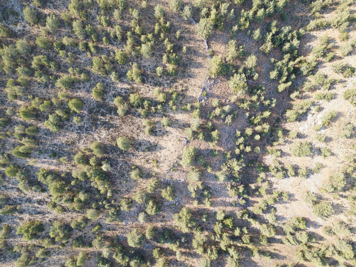 Looking down on the point from a height of 120m