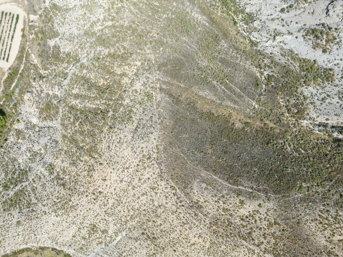 Looking down on the point from a height of 120m