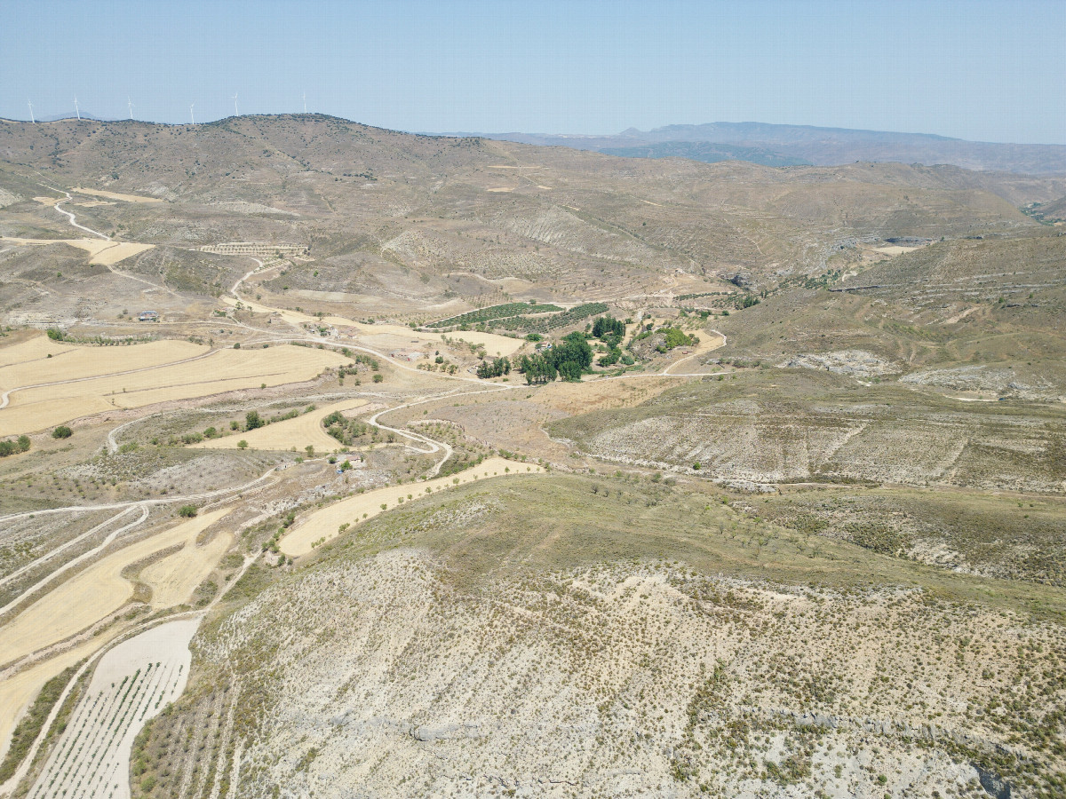 View North, from 120m above the point