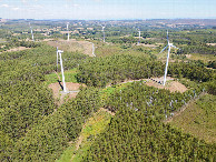 #9: View East (of the nearby windfarm), from 120m above the point