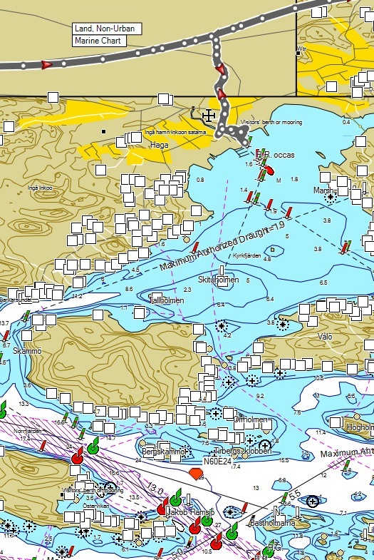 Sea chart with my track log and the confluence