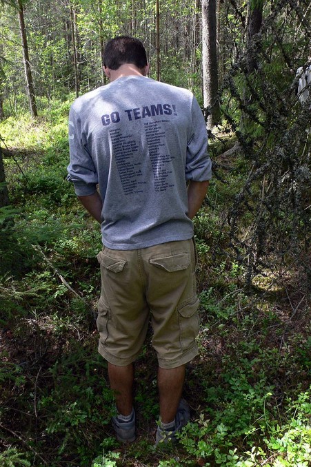 Greg marking the exact spot of the confluence