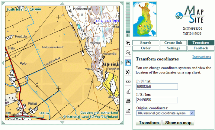 Map from National Land Survey of Finland