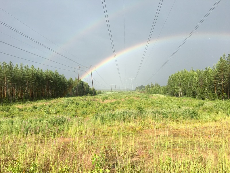 Rainbow and powerlines