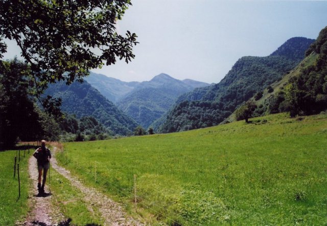 At the start of our hike into the French Pyrenees, Ineke leading the way.