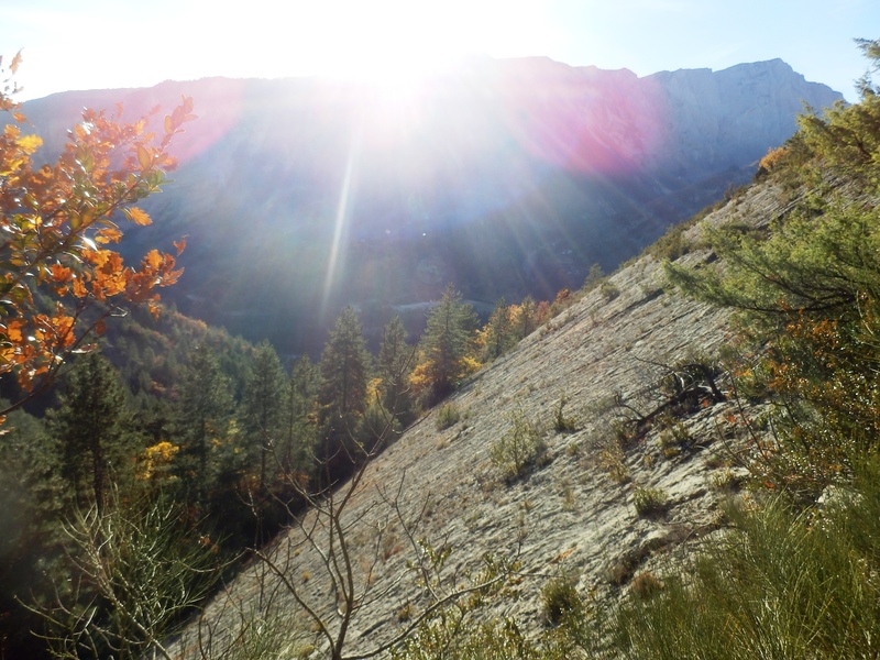 Steep rock face below the confluence point