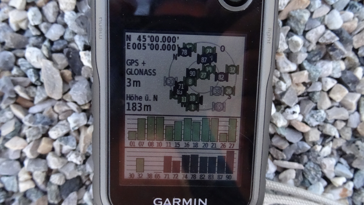 GPS reading at 45N 5E