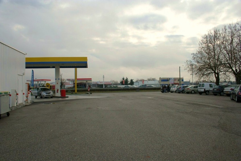 View to the South, the gas station